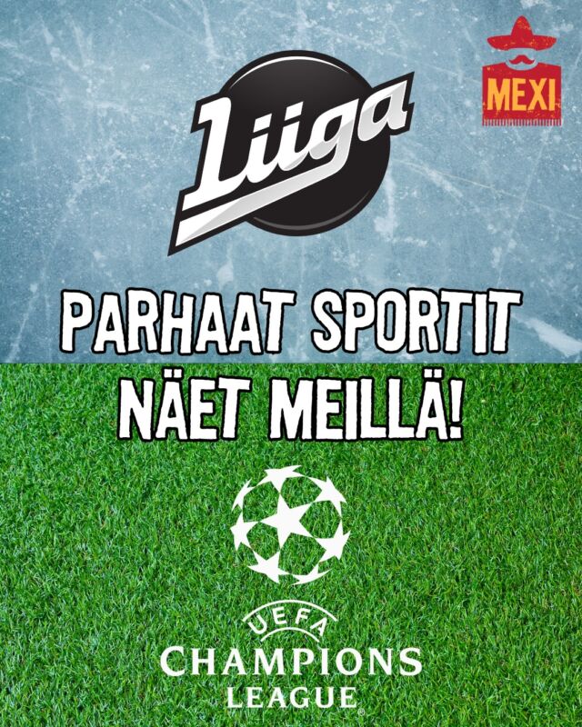 Mexissä näet parhaat sportit! 🏒⚽ Näytämme luonnollisesti kaikki naapurimme HIFK:n liigamatsit sekä Mestarien Liigaa ja tietysti toiveet täytetään jos kanavapaketit sen sallivat! 😁 Tähän päälle vielä hyvä tunnelma ja kylmä olut handuun niin kyllä kelpaa! 🍺

#ravintolamexi #töölö